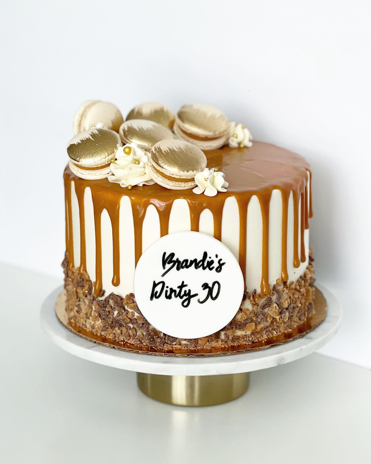 Caramel Drip and Macs Cake
