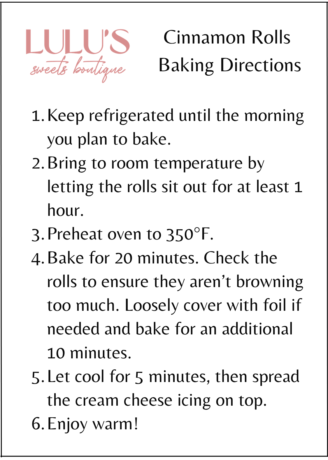 Take & Bake Cinnamon Rolls (6pk)