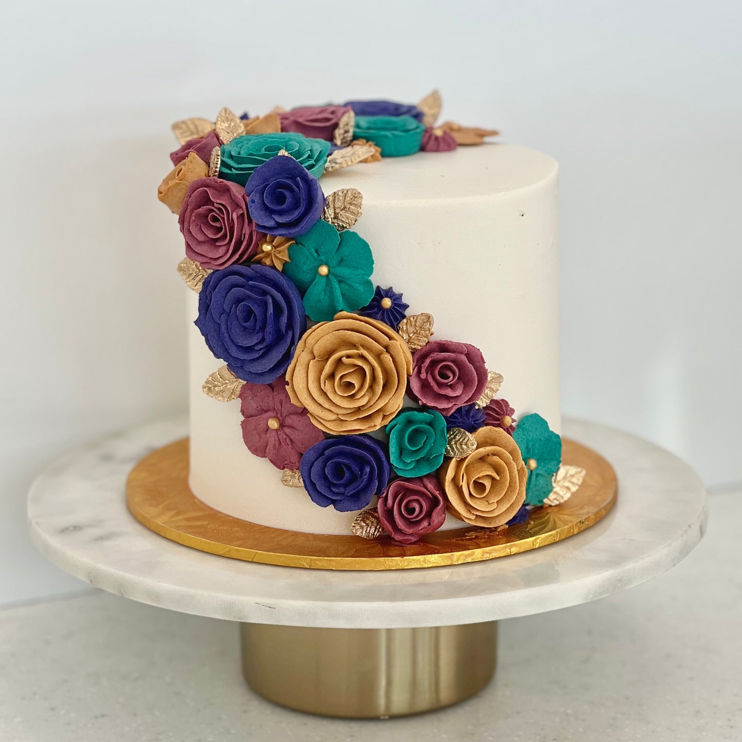 Cascading Buttercream Florals Cake