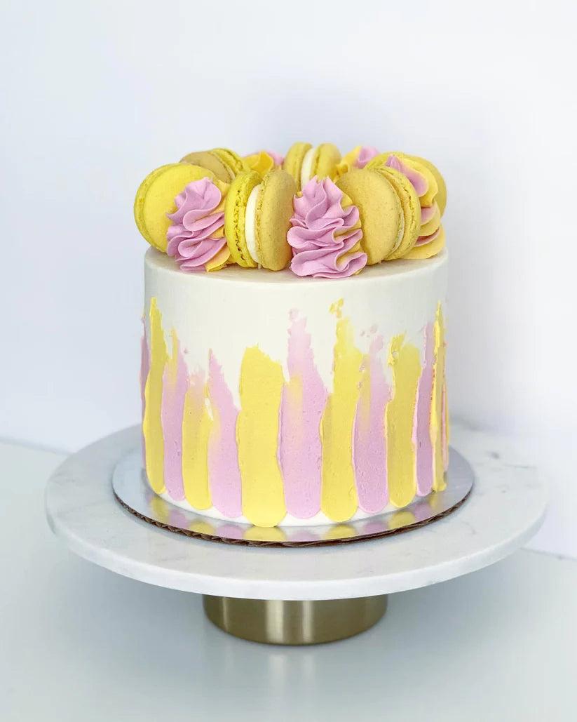 Painted Buttercream With Macaron Crown Cake