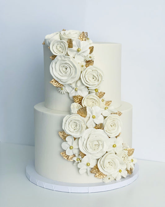 Cascading Buttercream Florals Cake