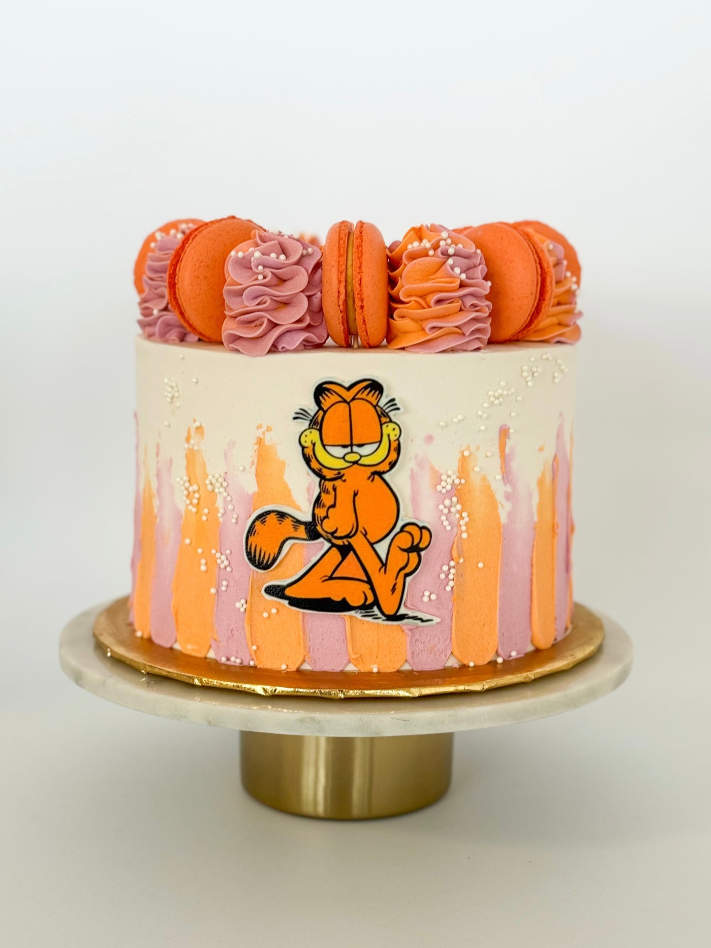 Painted Buttercream With Macaron Crown Cake