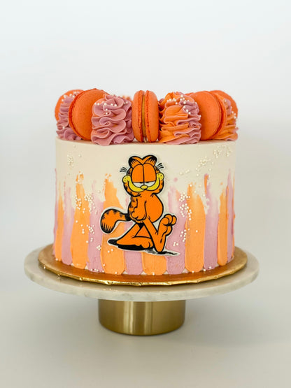 Painted Buttercream With Macaron Crown Cake