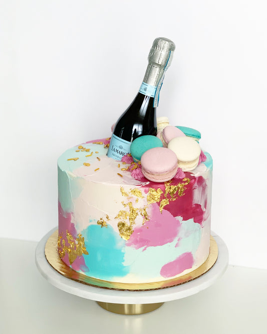 Champagne Bottle With Macs Cake