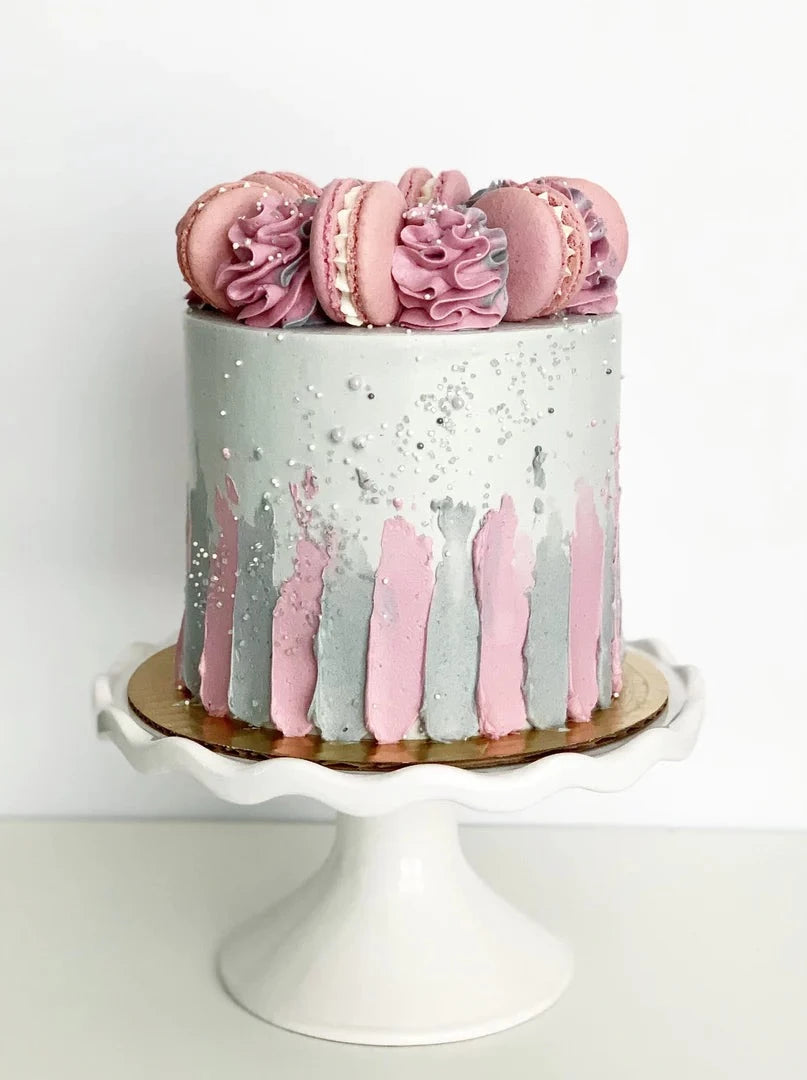 Painted Buttercream With Macaron Crown Cake