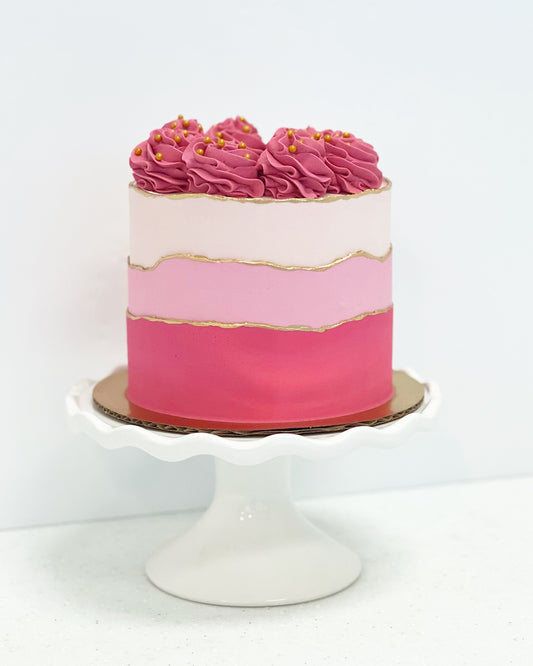 Textured Ombre With Gold Edges and Swirls On Top Cake