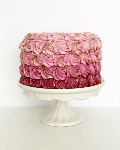 Rosette Ombre With Gold Edges Cake