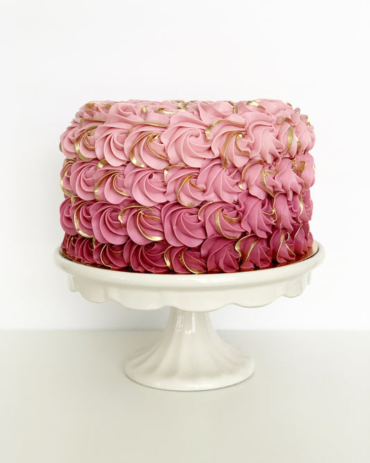Rosette Ombre With Gold Edges Cake