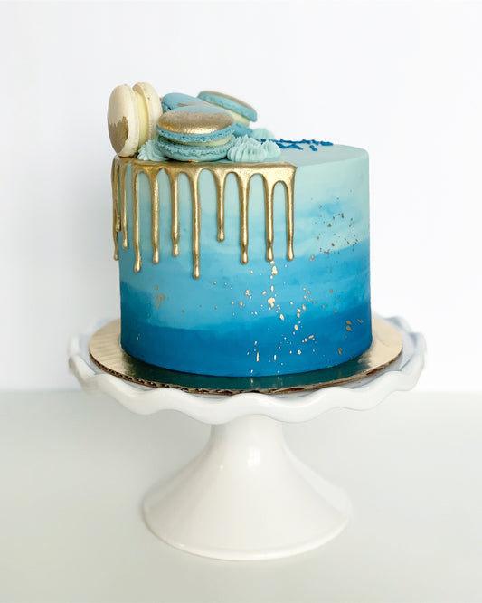 Ombre With Gold Drip and Macs Cake