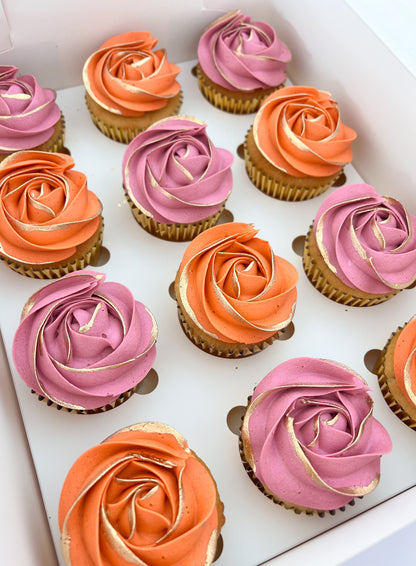 Rosette Cupcakes With Gold Edges