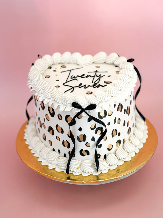 Leopard Print Vintage Heart Cake