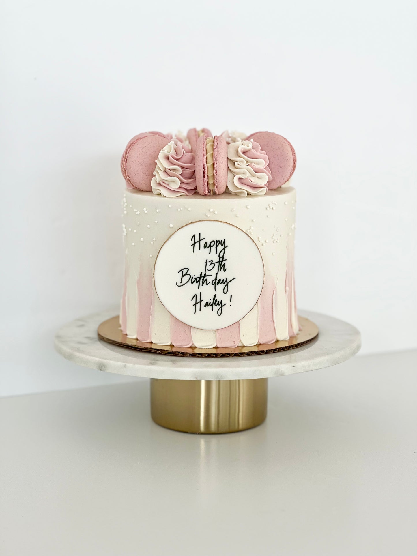 Painted Buttercream With Macaron Crown Cake