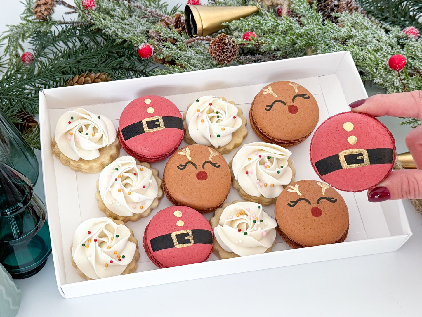 Christmas Decorated Macaron & Cookie Set