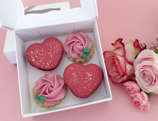 Heart Shaped Macaron and Mini Cookie Box