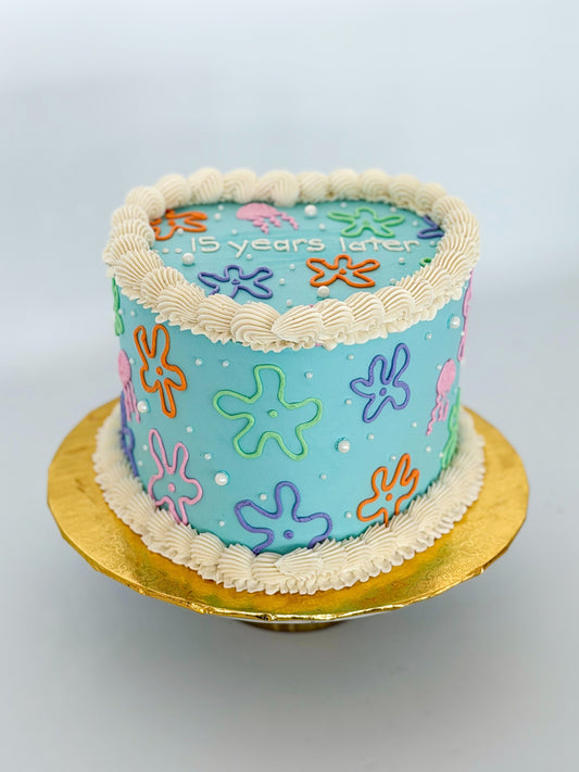 Cartoon Ocean Vintage Heart Cake